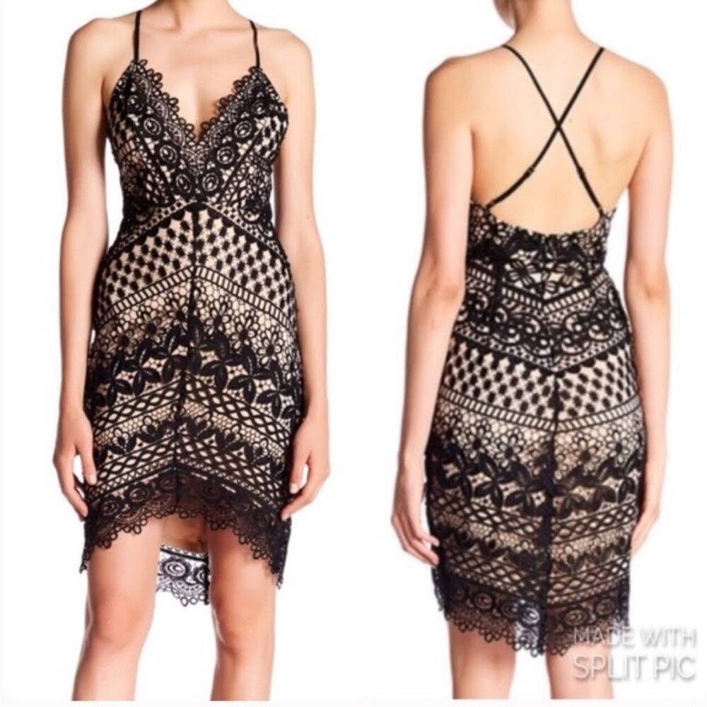 ASTR | Black Lace Overlay Cocktail Dress | Small
